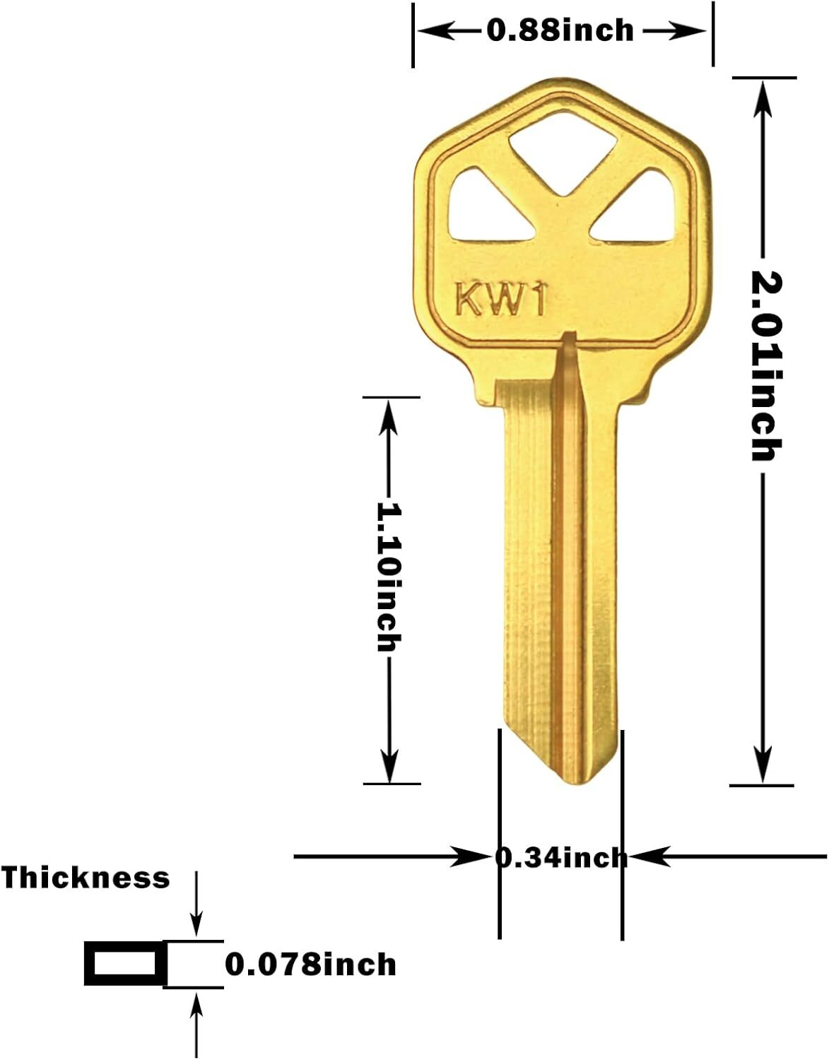 10PCS KW1 Blank Key Blanks Uncut Blank Keys Copper Structures Blank Keys