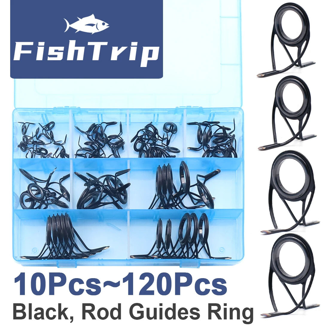 FishTrip Spinning Rod Guides Repair Kit Stainless Steel Quad Foot Guide