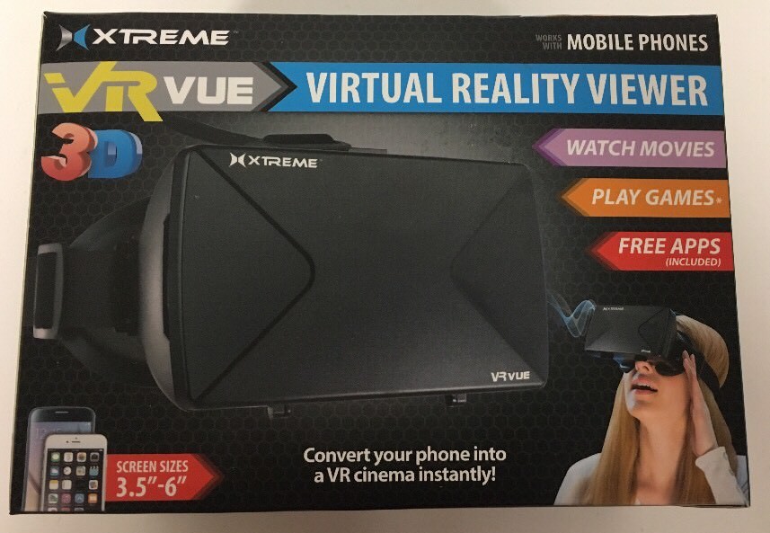 Xtreme VR VUE Virtual Reality Viewer for 3.5 to 6" Phones. Brand New.