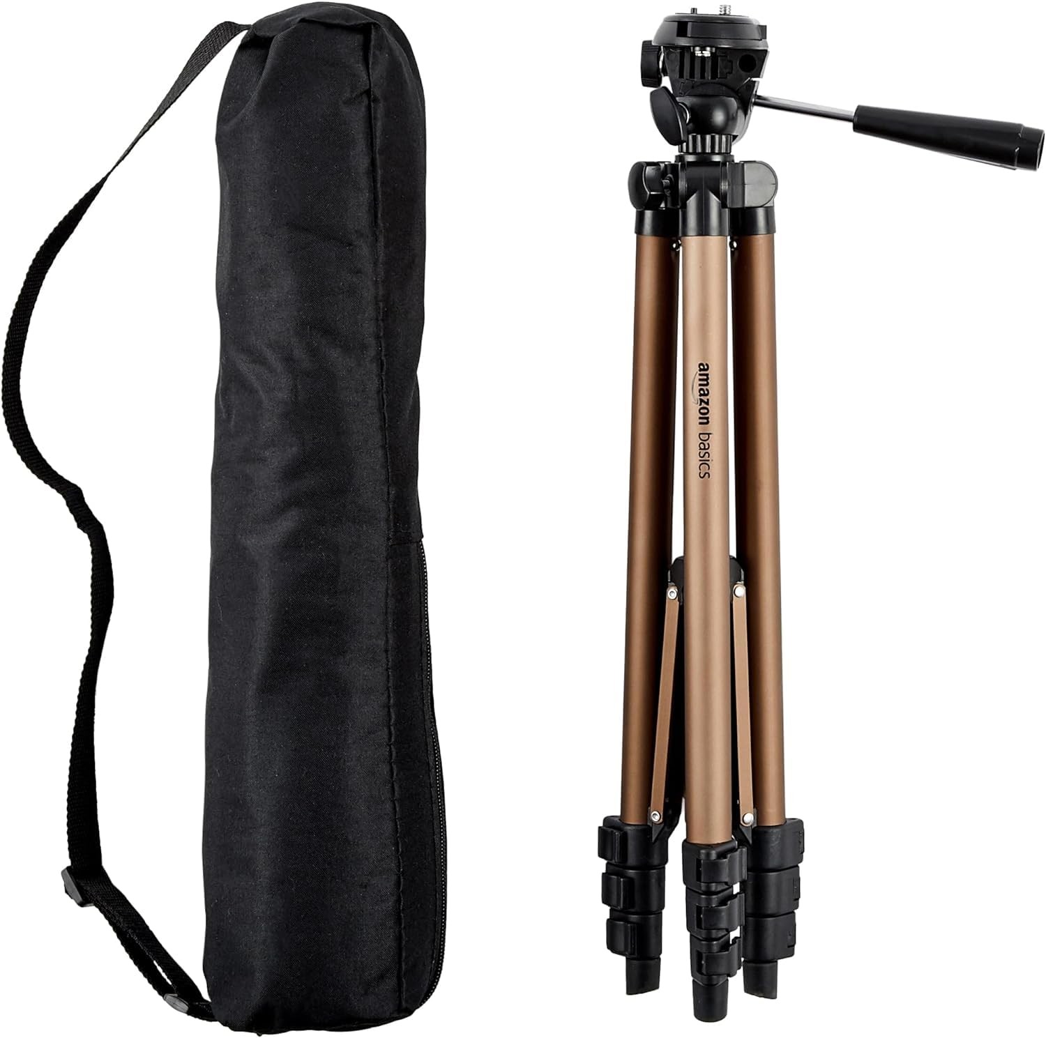 Amazon Basics 50-inch Lightweight Portable Camera Tripod 50-in, Champagne