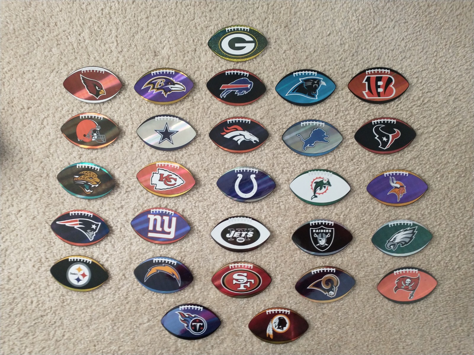 RARE HTF NFL FOOTBALL TEAM PRISMATIC PRISM STICKERS / 28 STICKER LOT 2008 & 2009