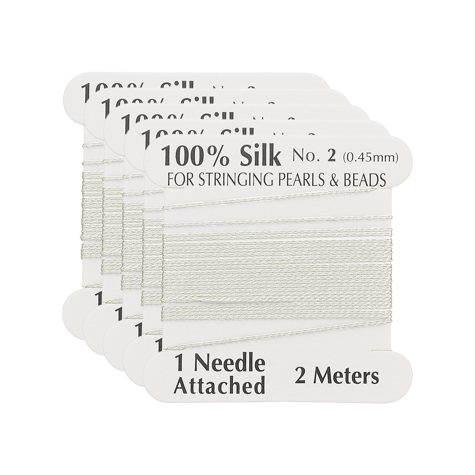 Silk Cord Thread, 5 Pcs Pure Silk Beading Thread Cord Size 0.45 mm, White