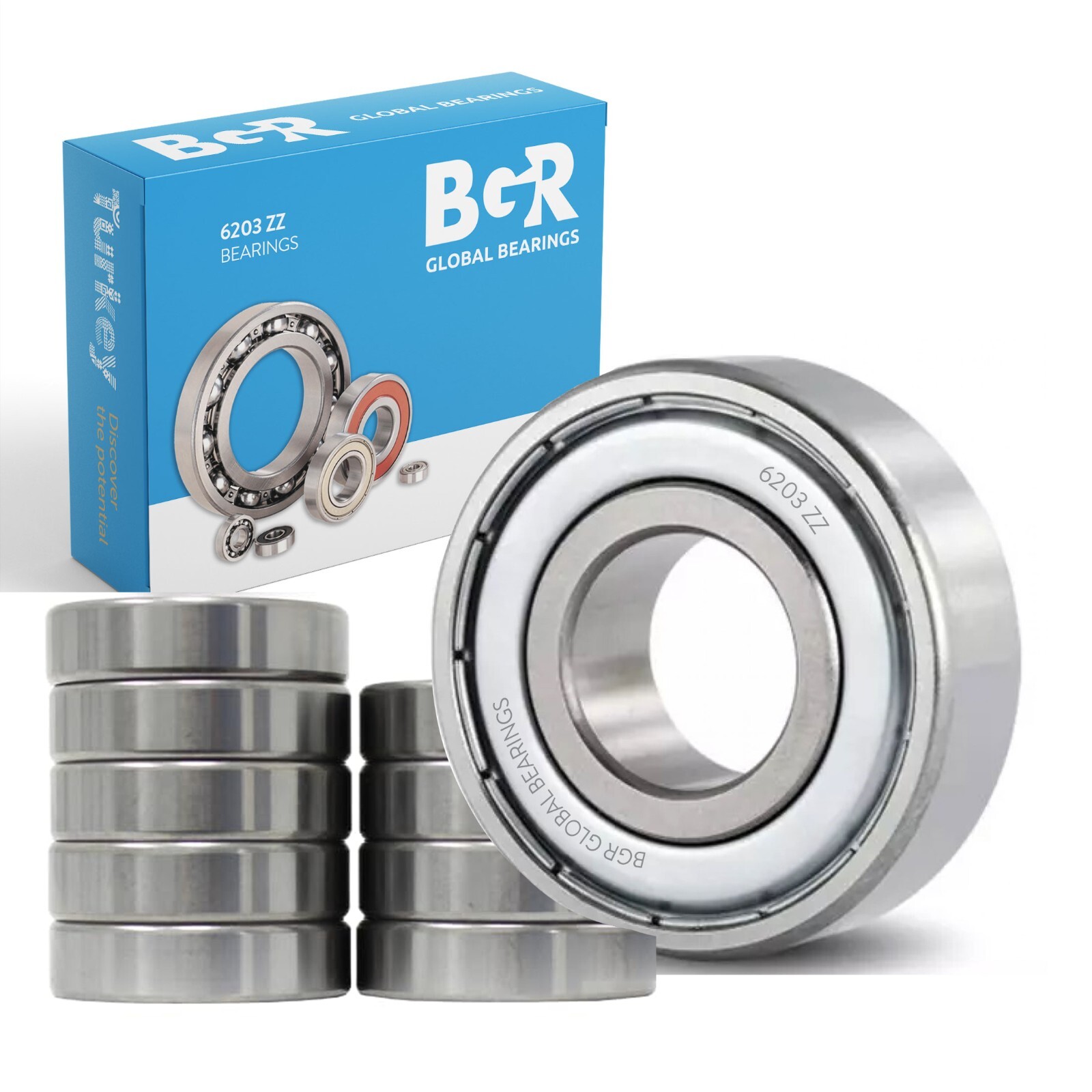 BGR 10 pcs 6203 ZZ  EMQ Lubricated Chrome Steel Sealed Ball Bearing, 17x40x12 mm