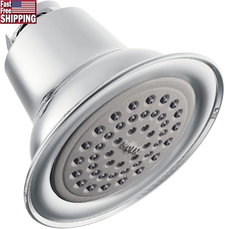 Modern Round Shower Head Reflective Finish WaterSense 3.5 Inch Full Spray New