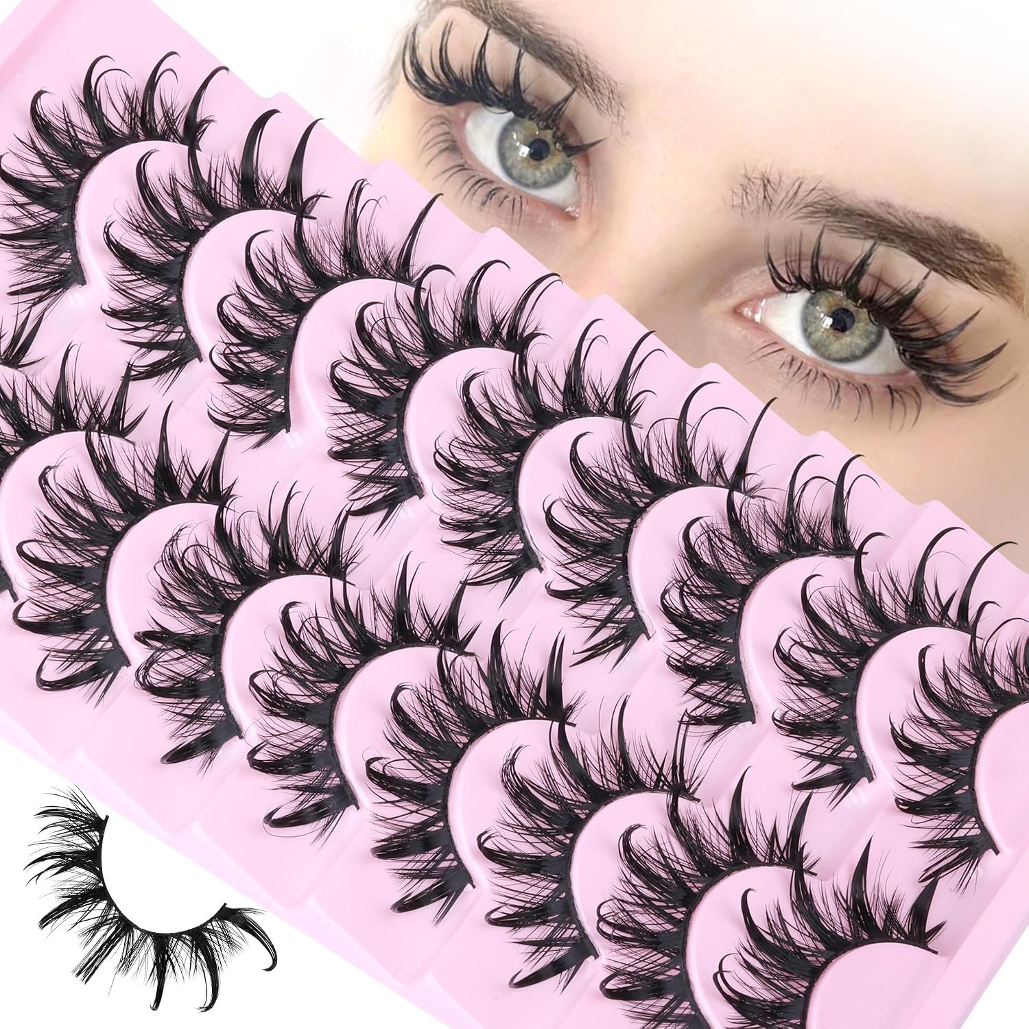 Manga Lashes Cat Eye Dramatic False Eyelashes Wet Look D-Curly Long Anime Lashes