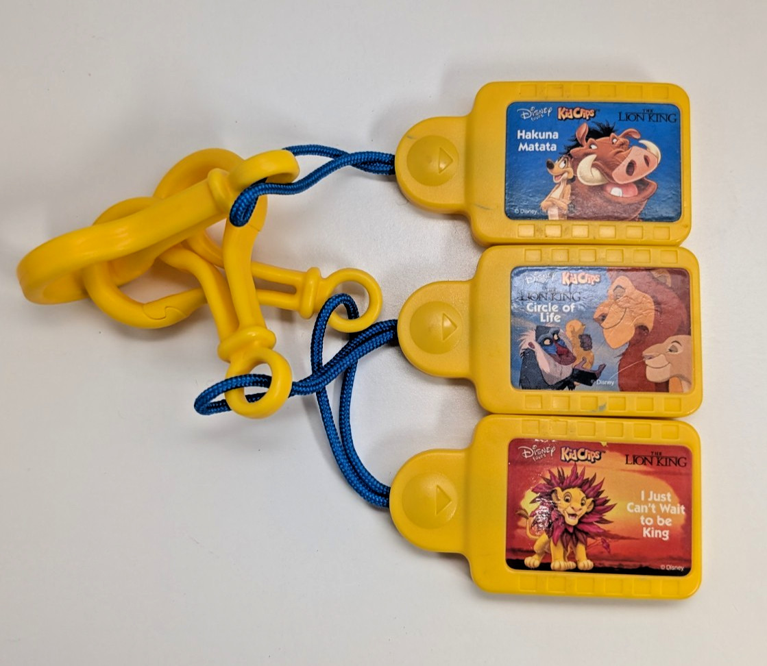 Set 3 Vintage 2002 Disney Tunes KIDCLIPS Music Clips The Lion King - Tested