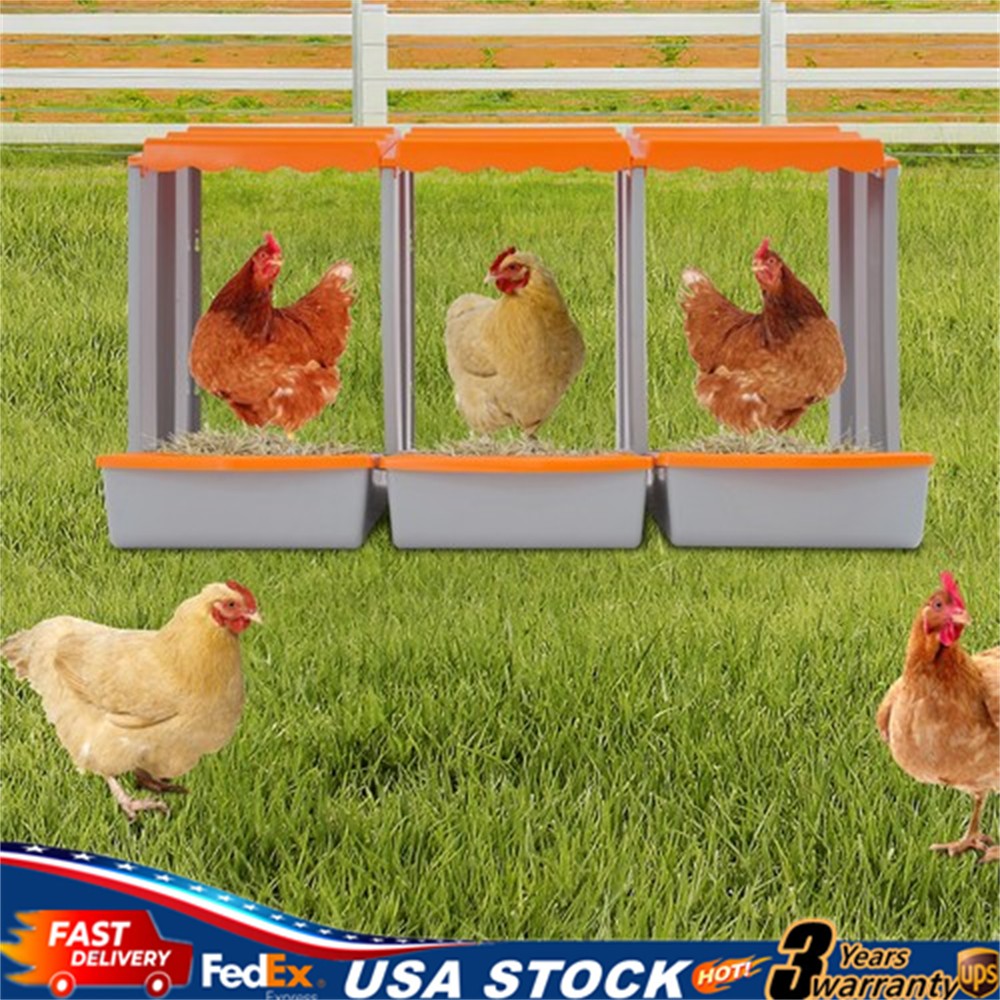 3-Compartment Modern Chicken Nesting Box Chicken Laying Box with Egg Collection