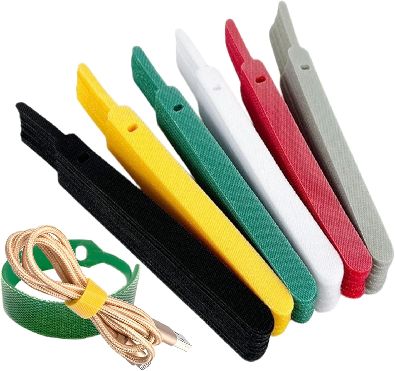 150 Reusable Cable Ties, Strong Adhesion Nylon Cord Ties for PC and 6 Colors
