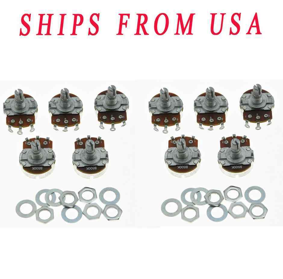 10-Pack B500K Large Linear Electric Guitar Pots 15mm Shaft 500K Potentiometers