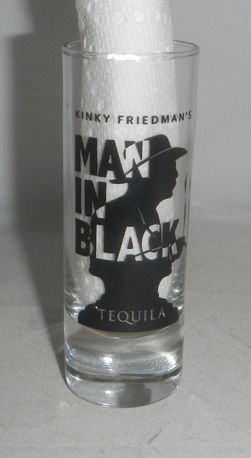 Kinky Friedman's Man in Black Tequila Shot Glass 4" Tall Shooter
