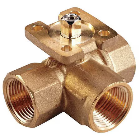 Johnson Controls Vg1845bl Hvac Ball Valve, Three-Way, Brass, 3/4 In