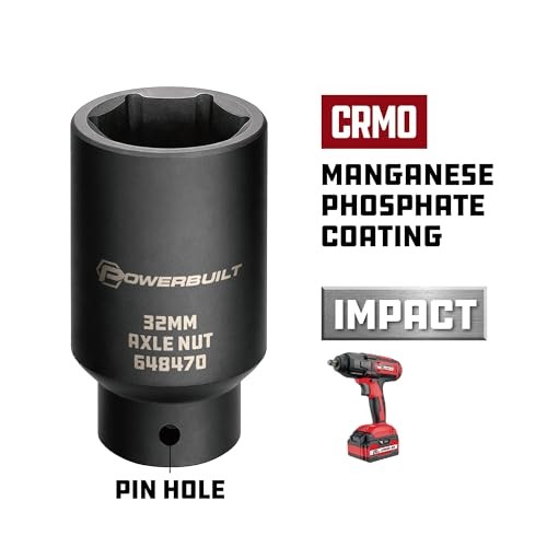 1/2-inch Drive Axle Nut Socket 6 Point Extra Deep, Remove Front Wheel 32mm