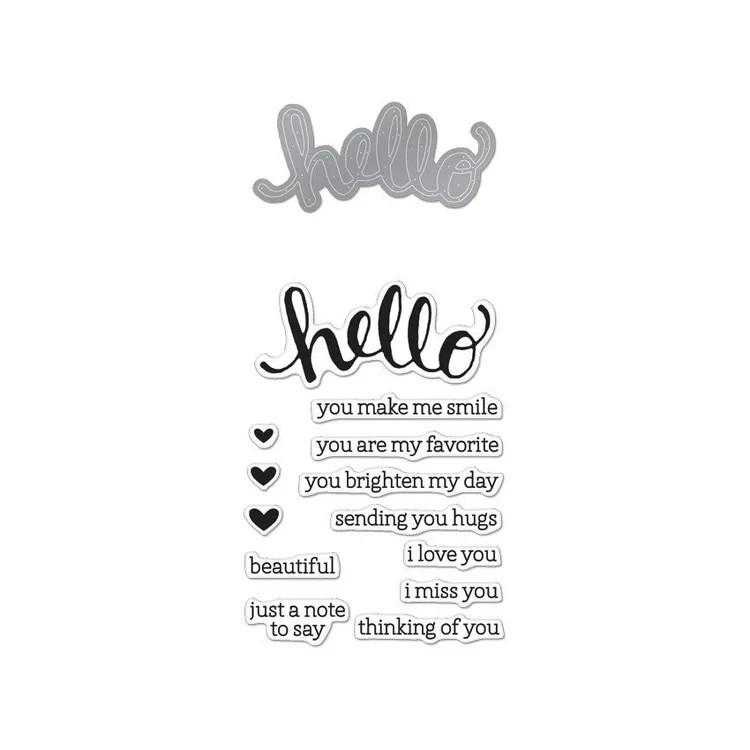 Hero Arts Stamp & Cut "HELLO" Sentiment Clear Stamps With Dies MSRP $17