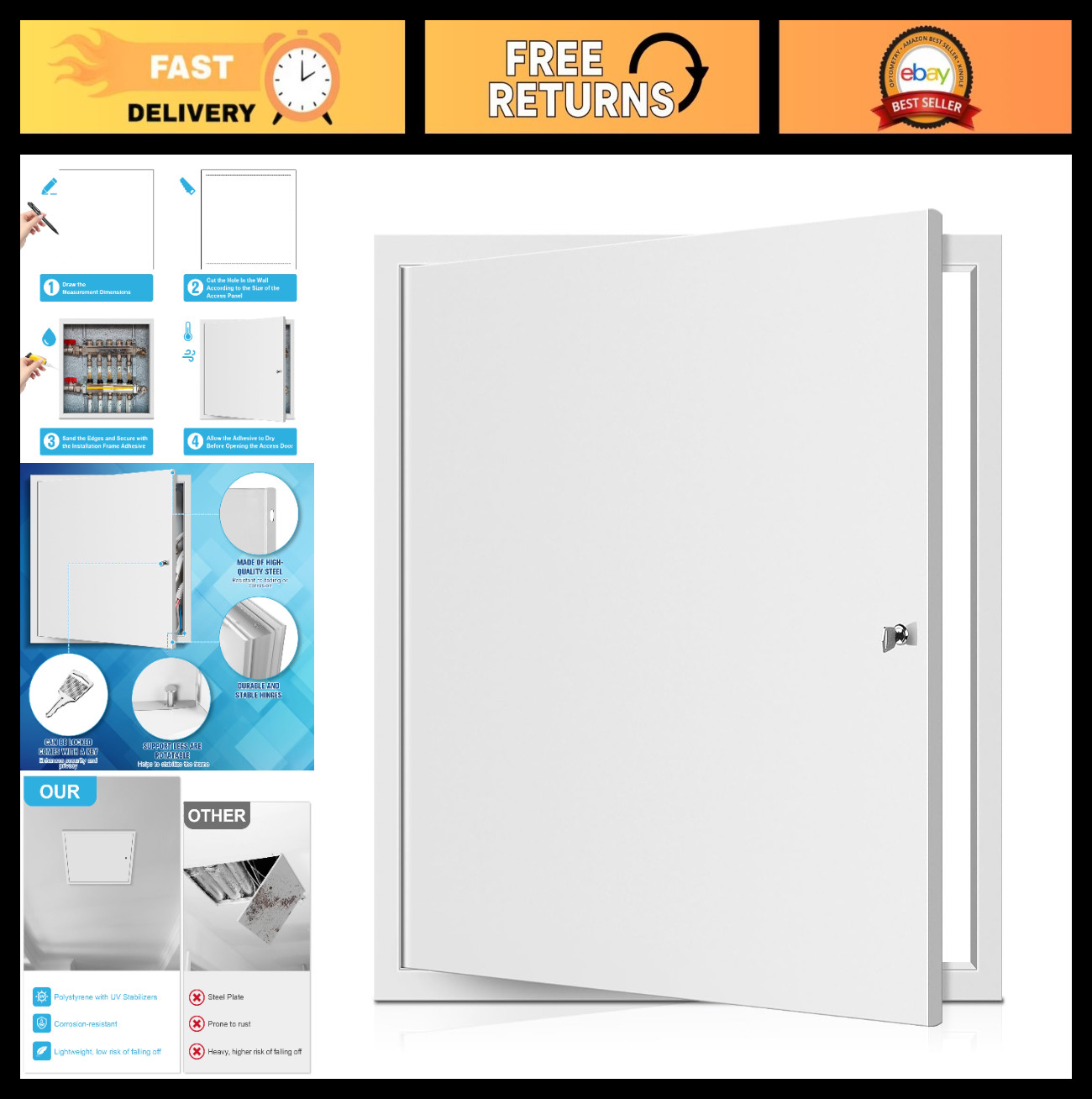 Heavy Duty 20x20 Inch Drywall Access Panel with Lock & Key - Ceiling, Electrical