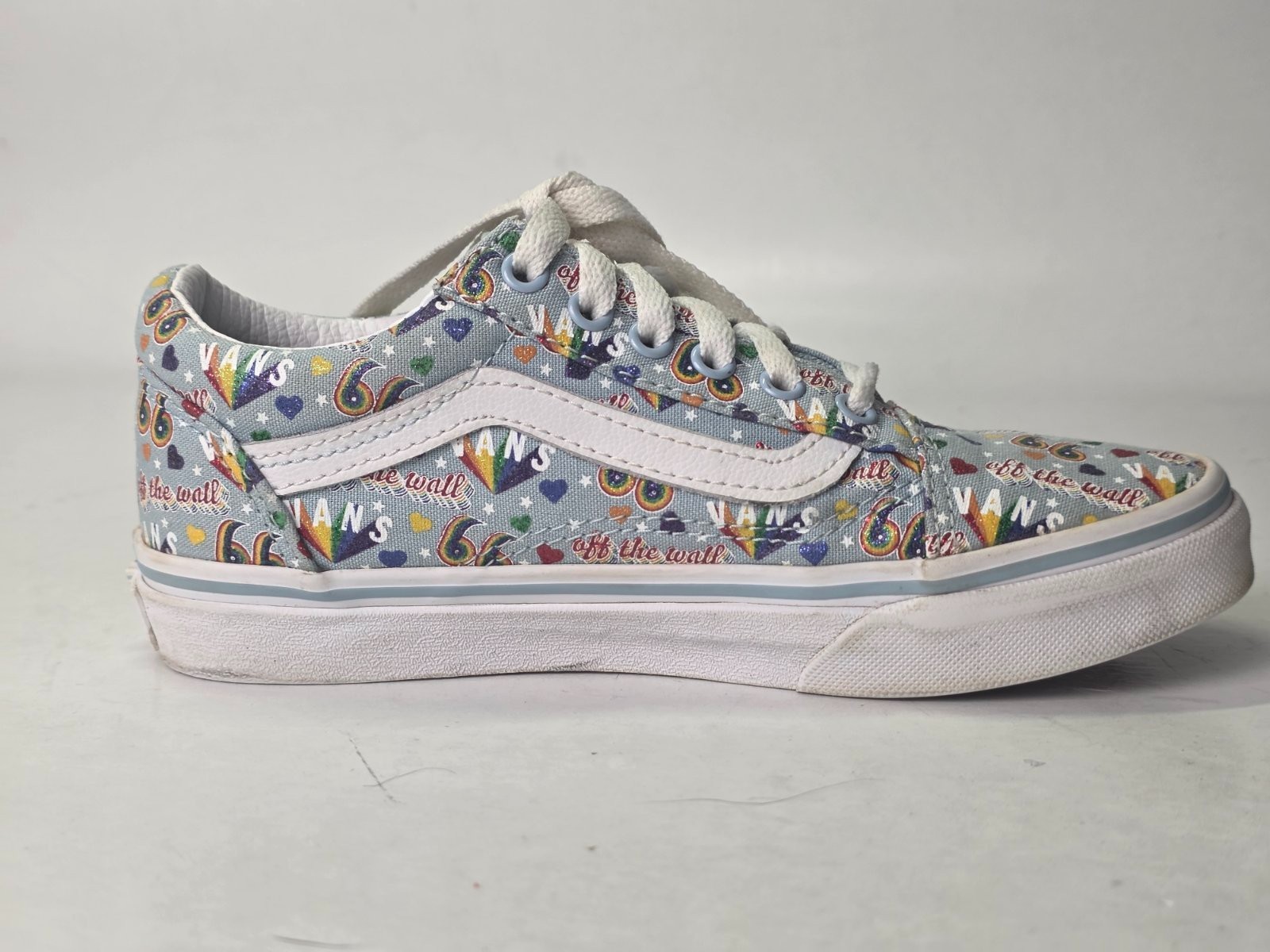 Vans Old Skool Youth Sneakers Size 2.5 Blue White Multicolor Low Top Shoes
