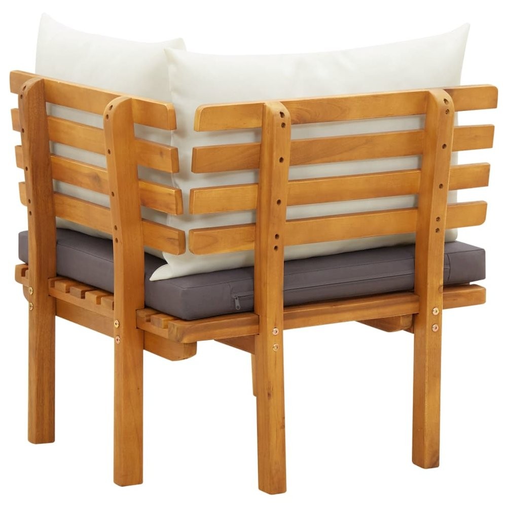 Garden Corner Sofa Natural, dark gray, white Solid acacia wood