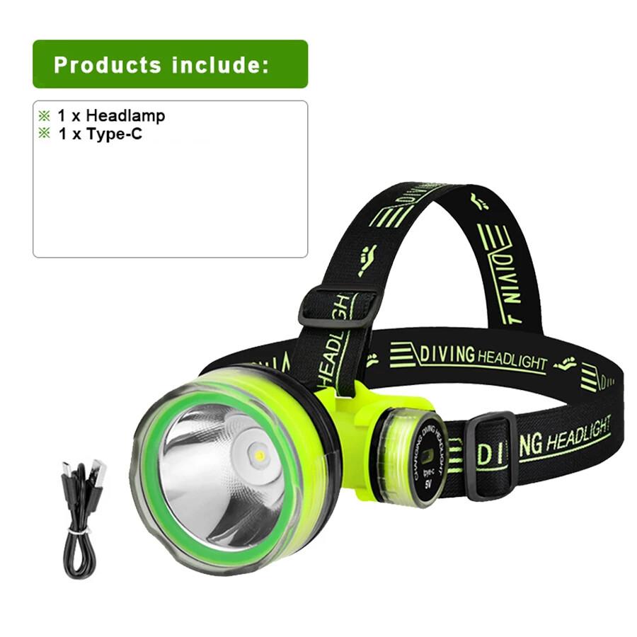 Professional Diving LED Headlamp Headlight Diver Spearfishing Head Flashlight