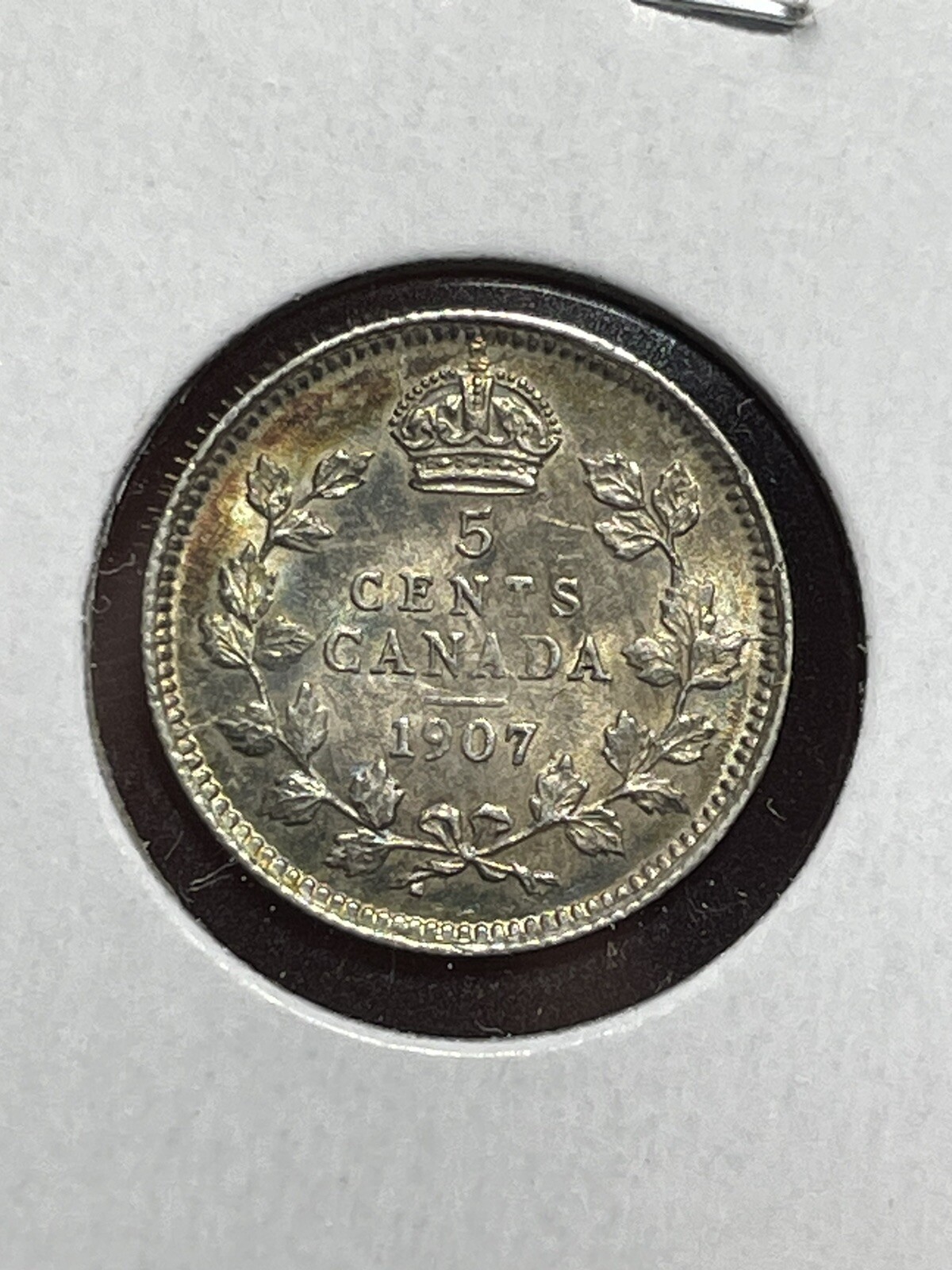 ** CANADA 1907 ( EDWARD VII ) 5 CENTS SILVER .**