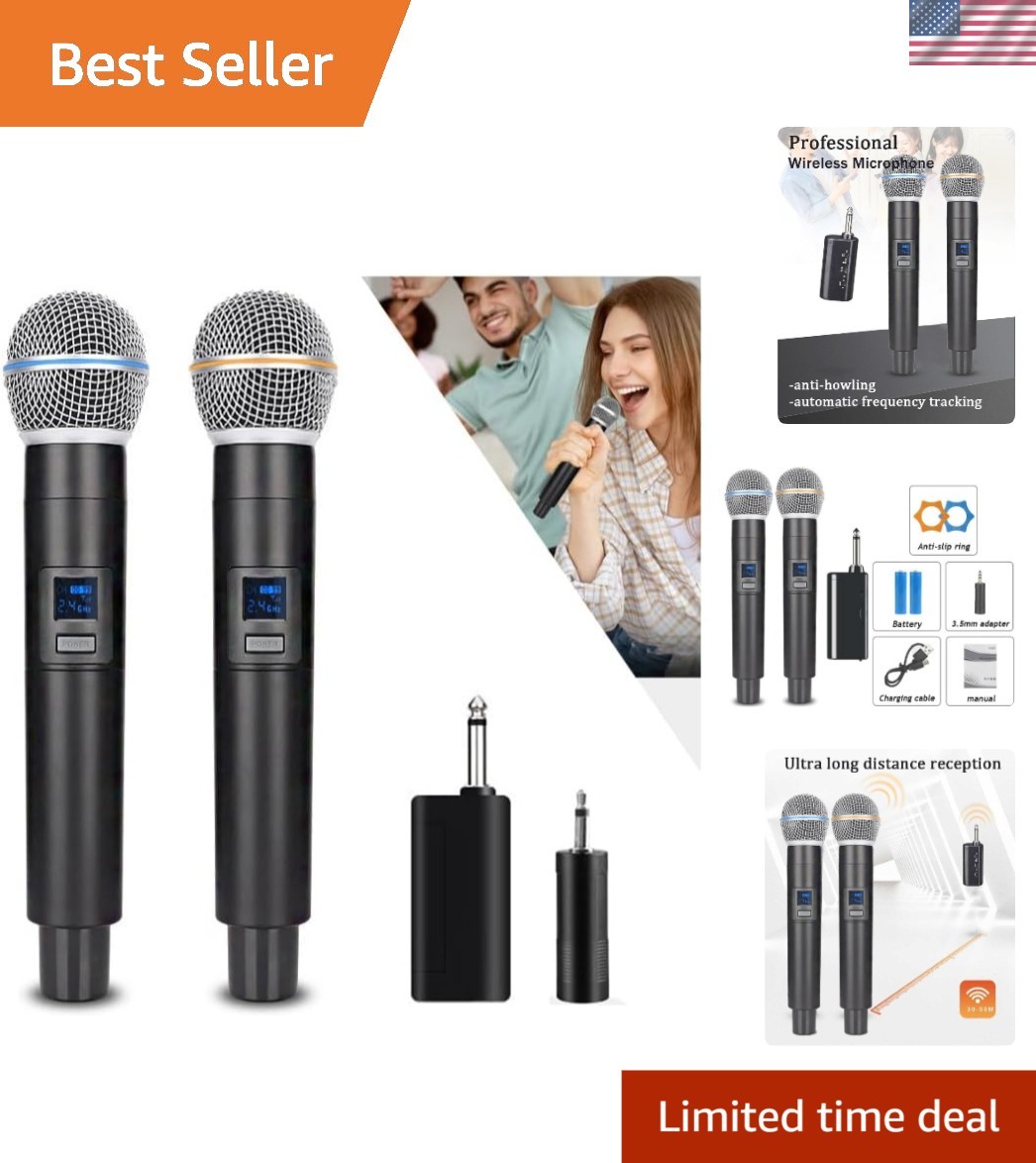 Rechargeable 2.4G Wireless Microphone System with Noise Reduction & Receiver