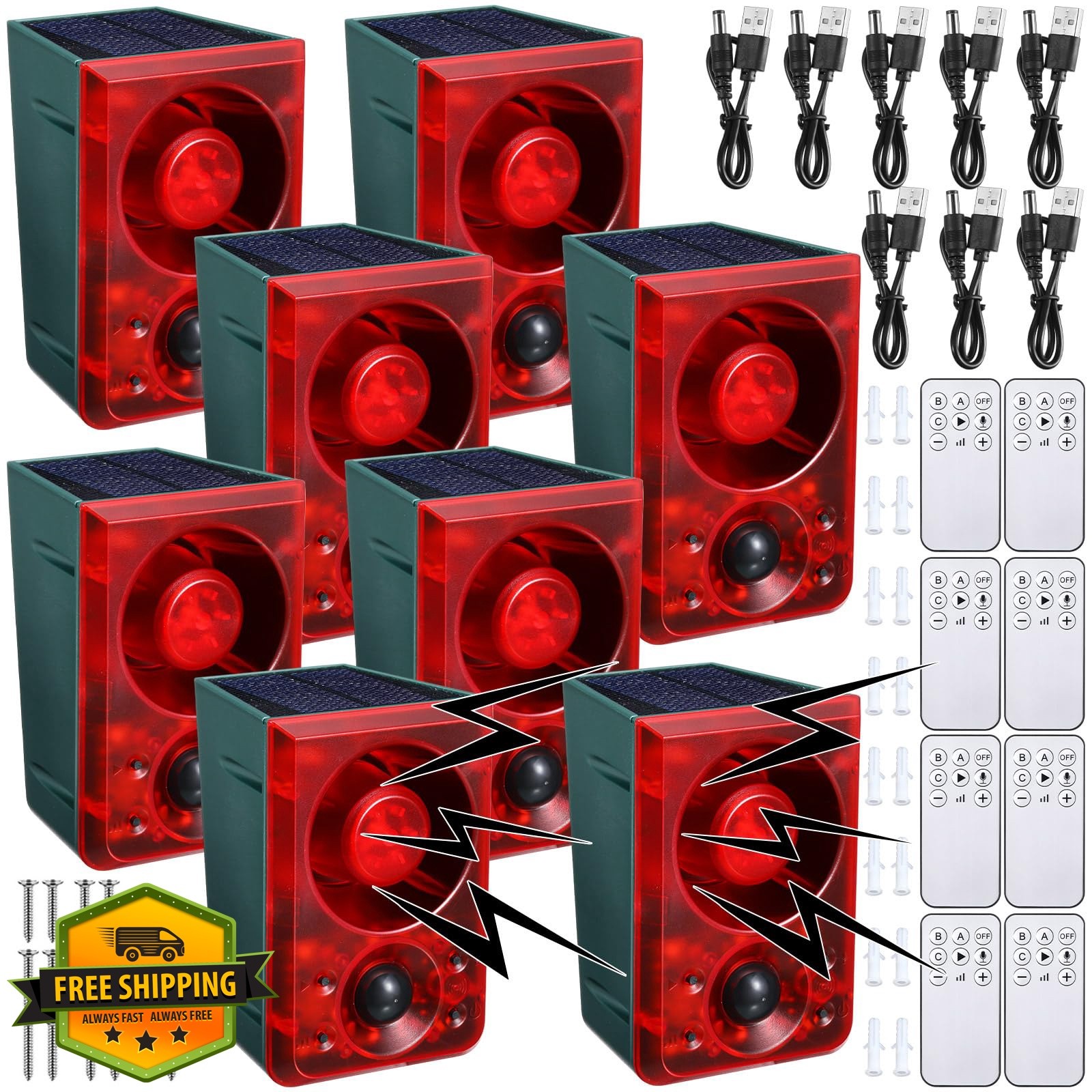 Qualirey 4 Pcs Red Animal Deterrent Alarm