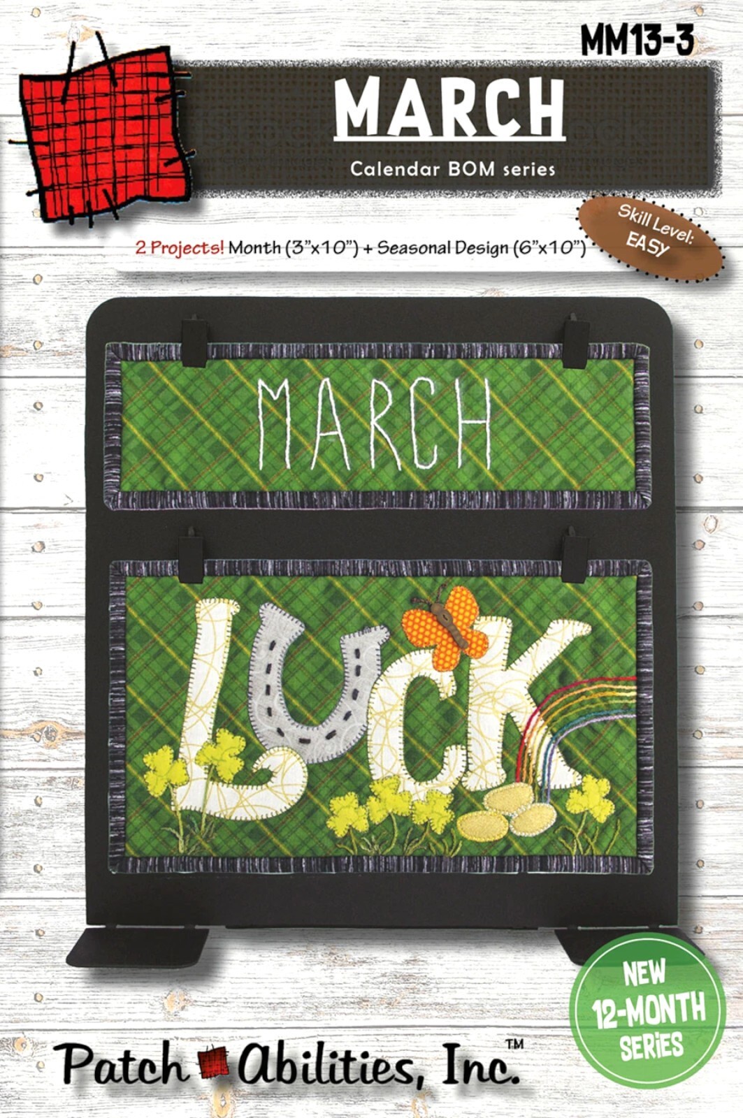 Patch Abilities March Calendar Series Block of the Month with Buttons MM13-3B
