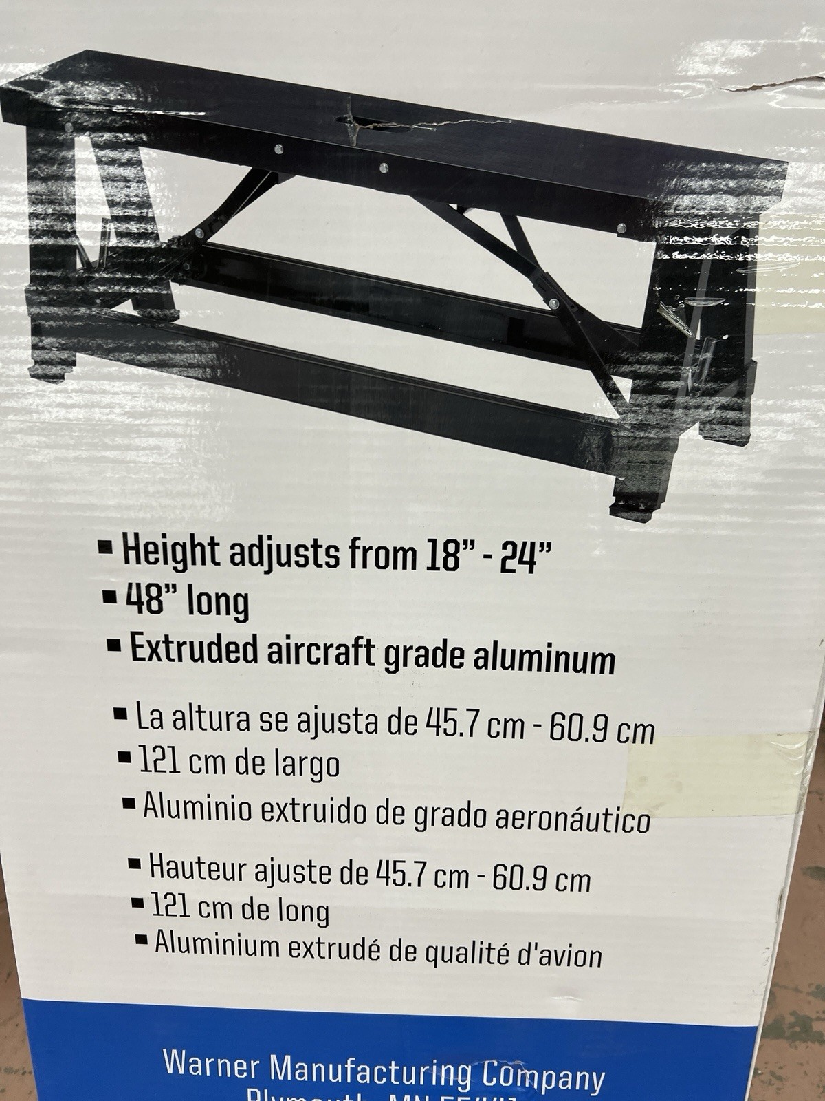 Warner 10329 EZ-Stride Aluminum Drywall Bench Adjustable Height, 48-Inches Long
