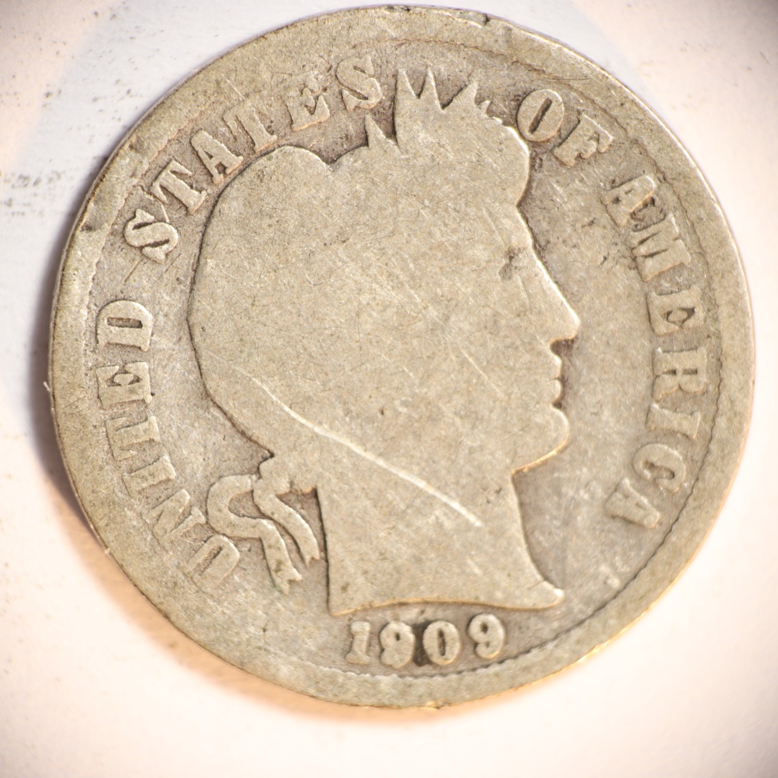1909 P Barber Dime 10C Cents Coin Silver, Good, Album Filler!