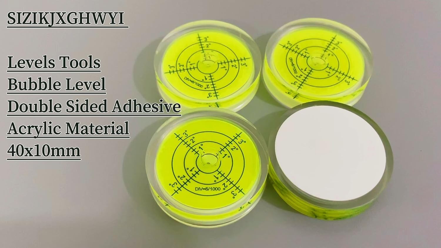 Bubble Spirit Level with Double Sided Adhesive Bottom, 40mm Circular Level Bubbl