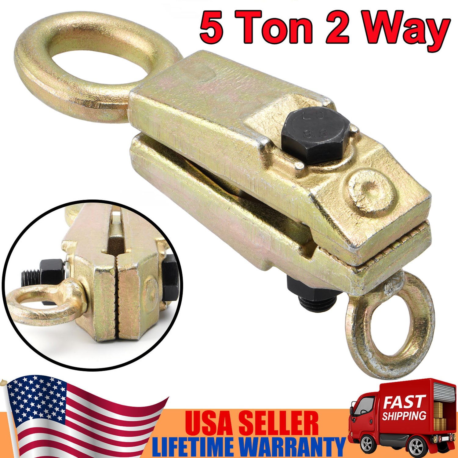 5 Ton 2 Way Auto Body Repair Tool Self-tightening Pull Clamp Frame Dent Puller