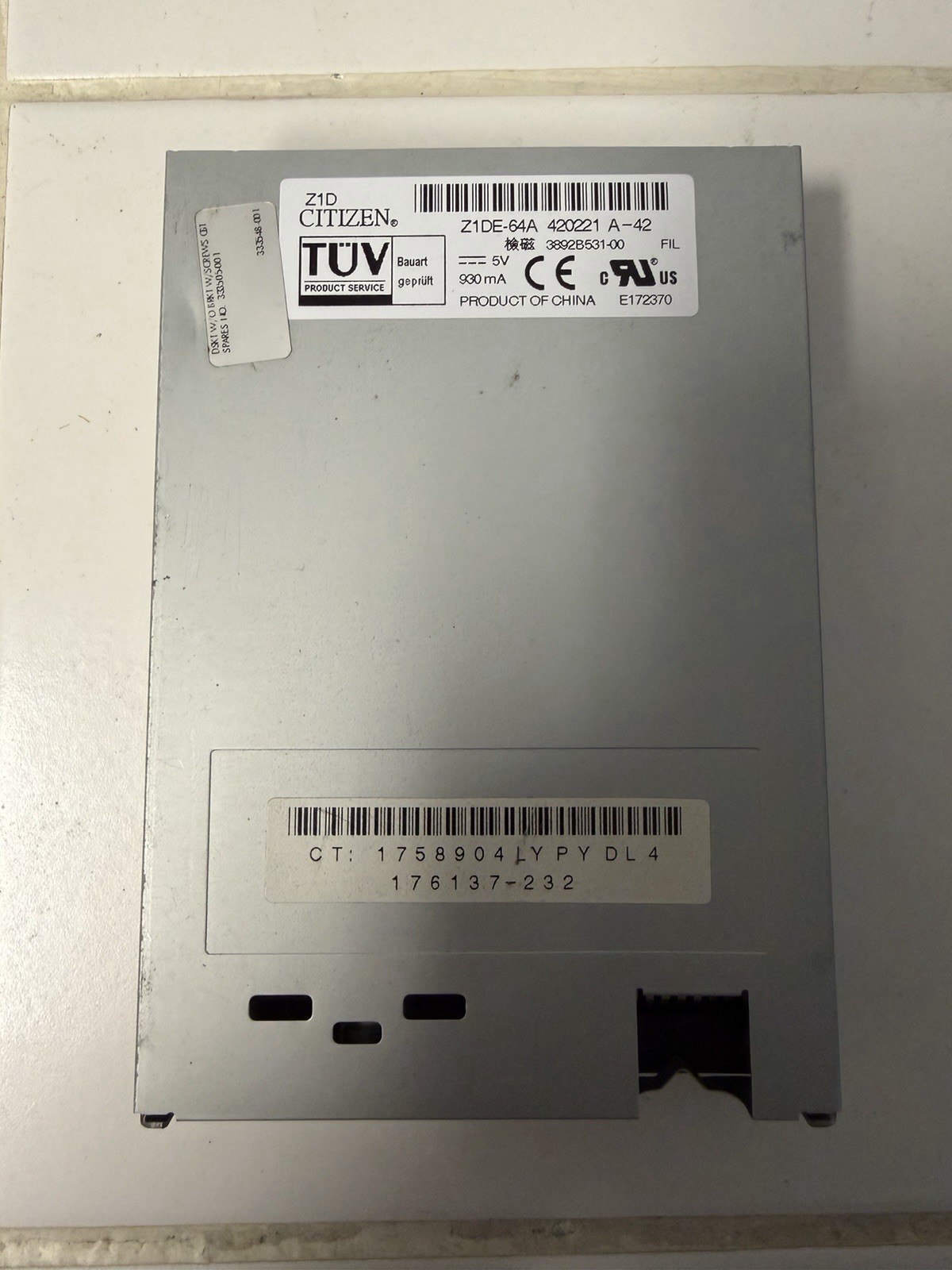 Z1D CITIZEN Z1DE Z1DE-62B 515200 A-58 FLOPPY DISK DRIVE BLACK 333505-005
