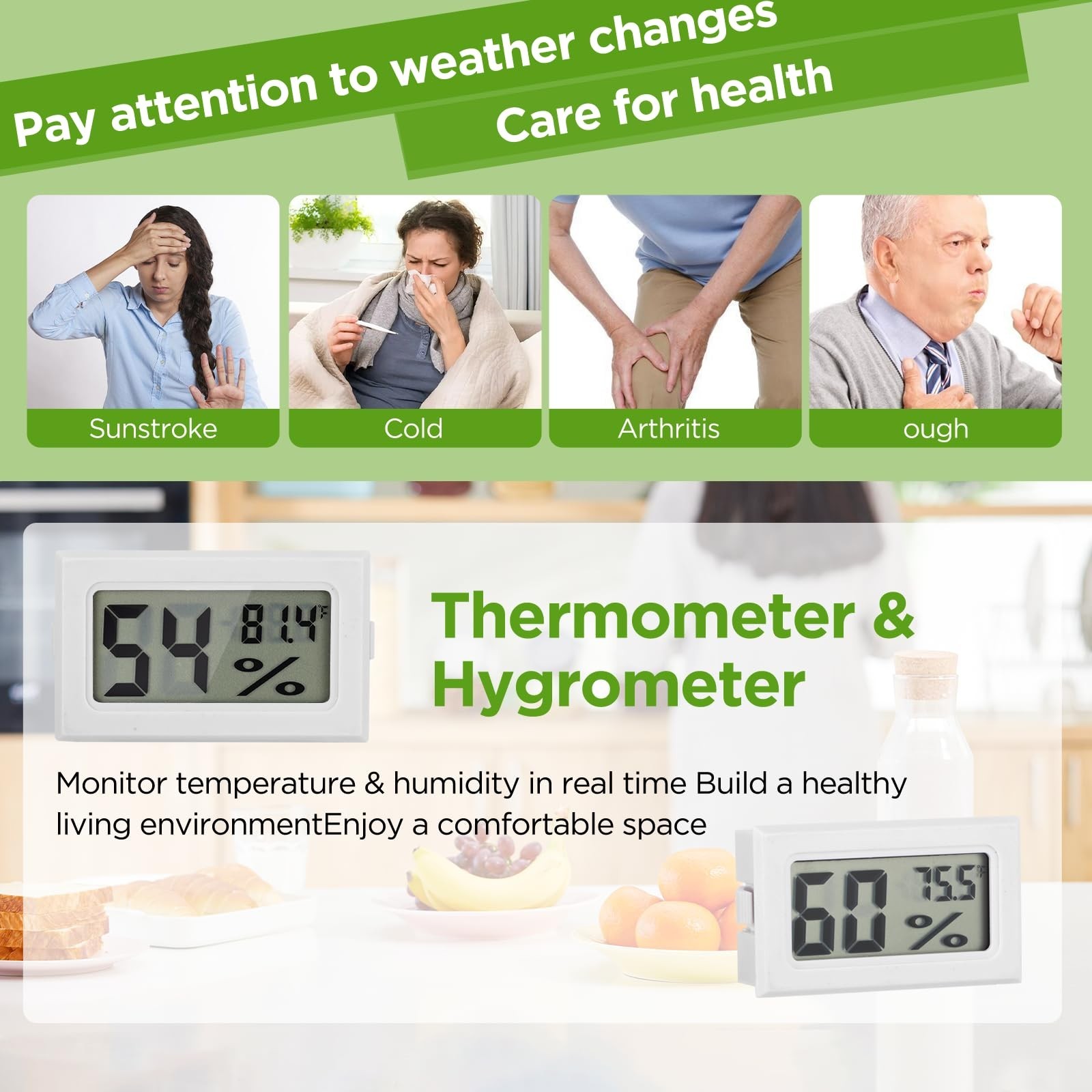 12 Pack Mini Hygrometer Digital Electronic Temperature Humidity Meters Gauge ...