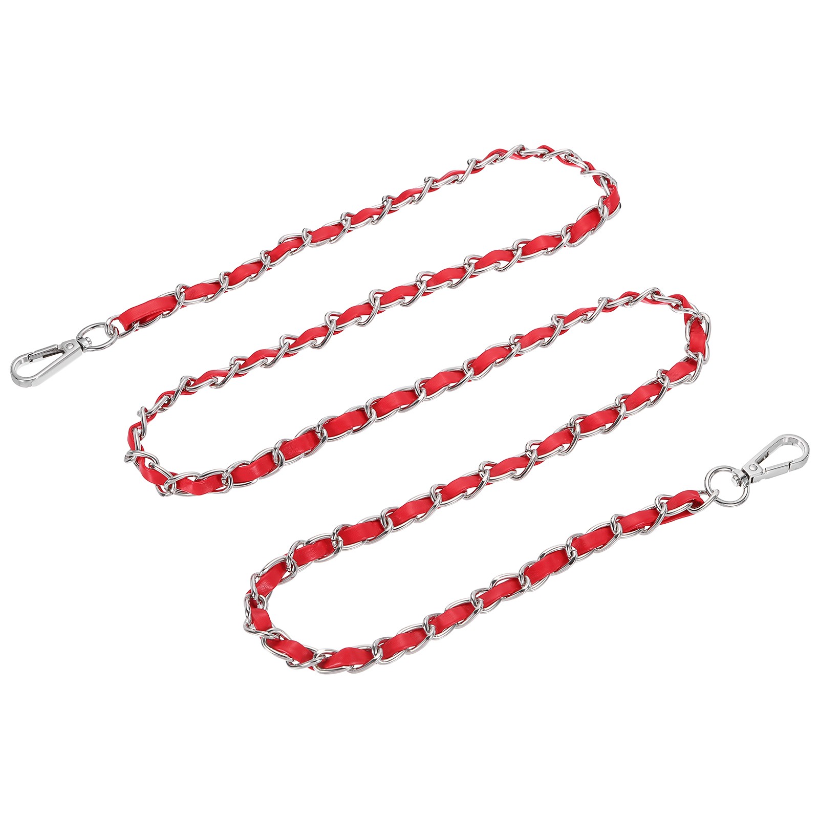 55" Purse Strap with Buckle for Shoulder and Cross Body(Red+Silver)