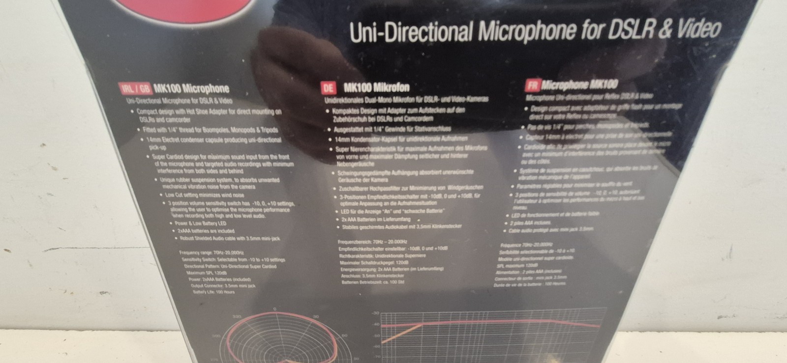 Hahnel Mk100 Uni-Directinal Microphone for DSLR & Video New Sealed Package