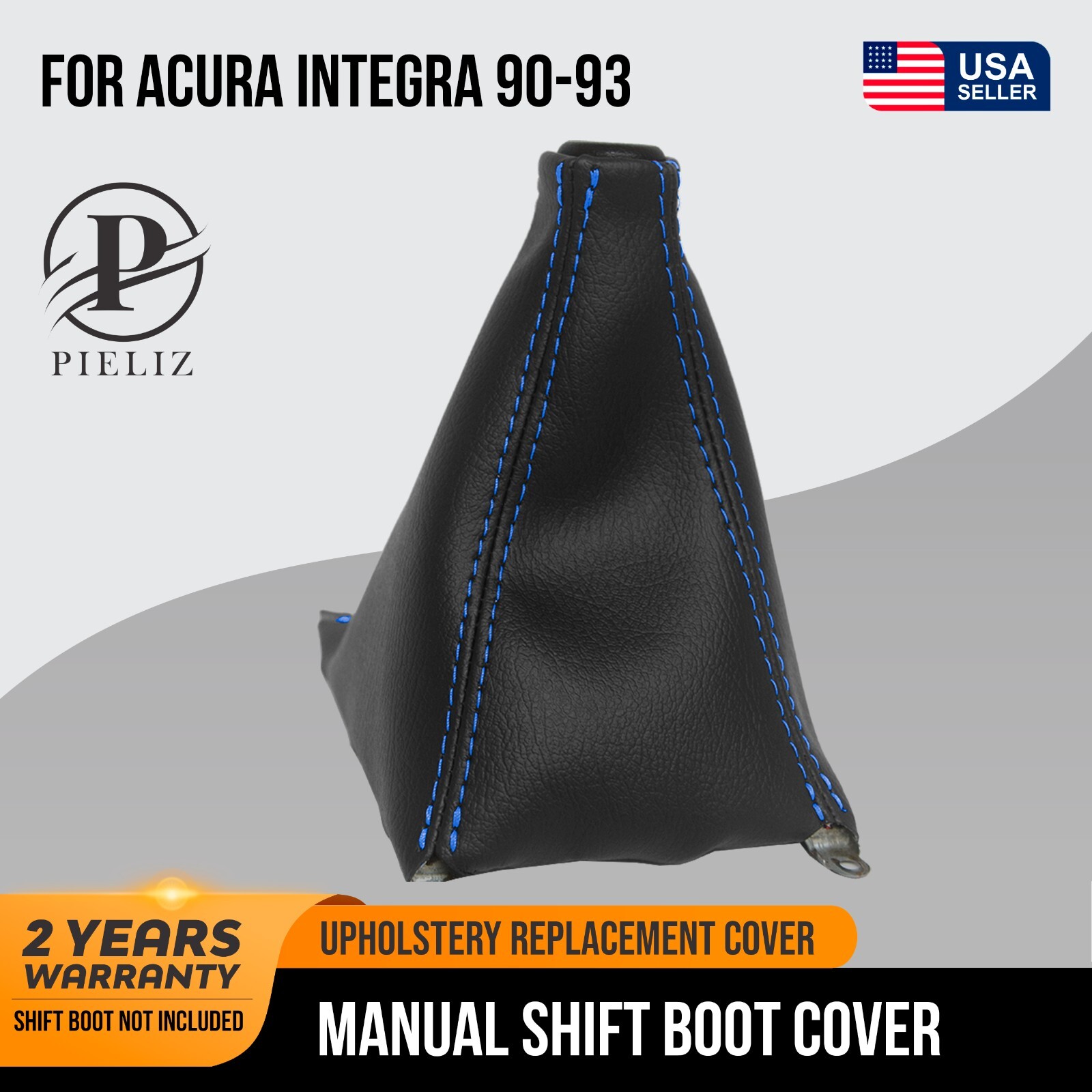 Fits 90-93 Acura Integra Leather Manual Shift Boot Cover Blue Stitch