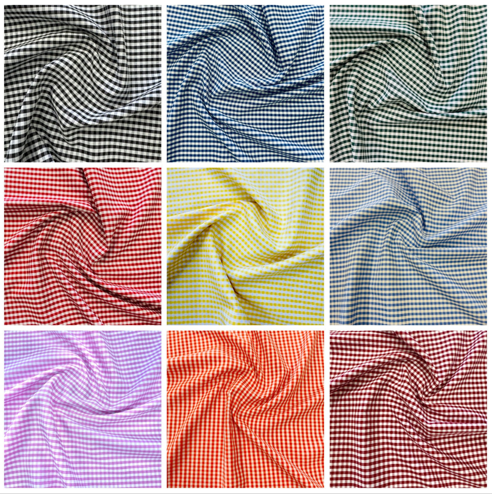Sedona Designz 60" Wide, 1/8” Gingham Checkered Poplin Shirting Fabric by Yard