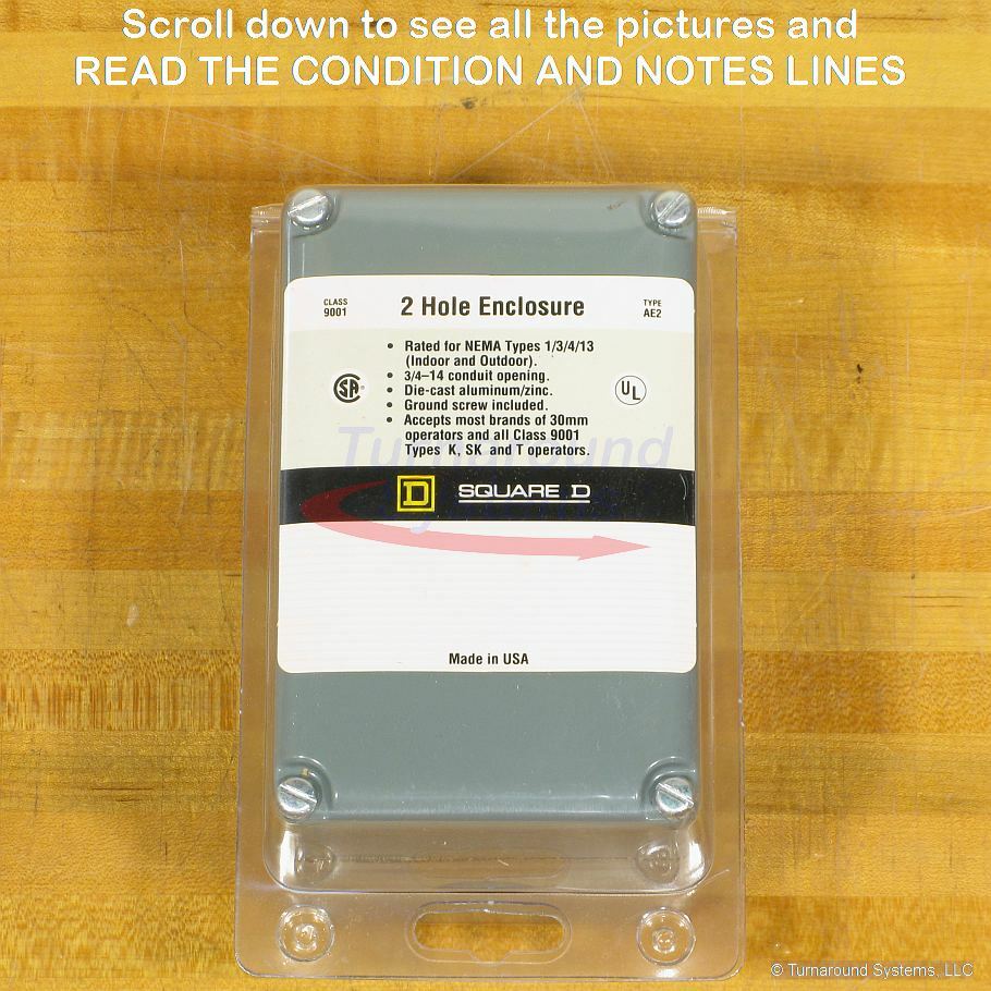 Square D 9001AE2 Two Button Enclosures, NEMA 1/3/4/13, NEW!