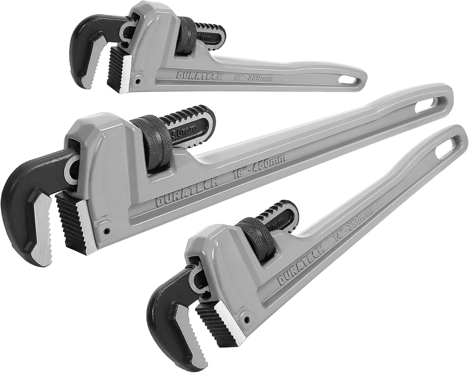 Heavy Duty Aluminum Pipe Wrench Set - 10", 14", 18" Adjustable Wrenches