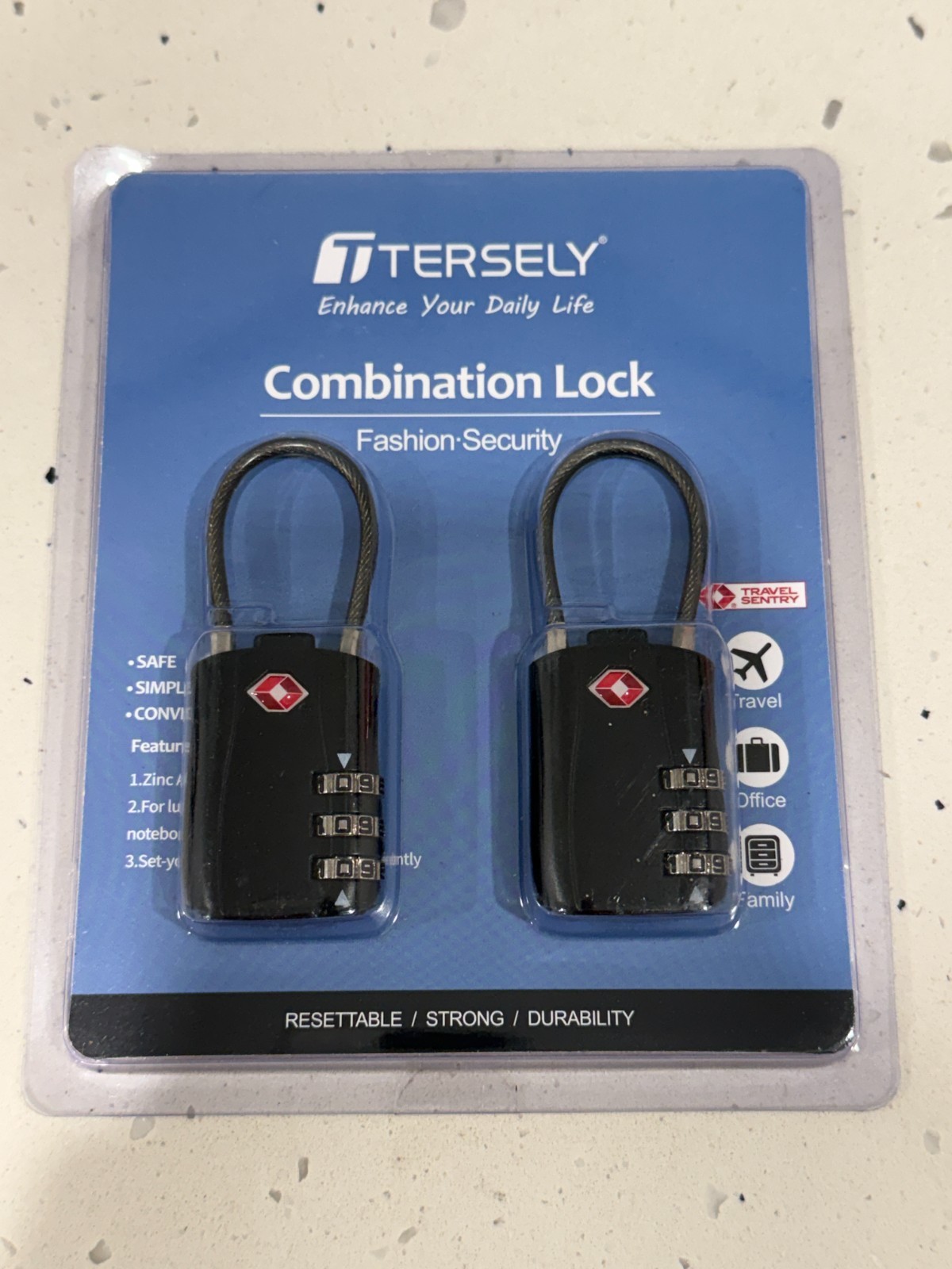 T Tersely 4-Digit Combination Padlock - TSA Approved Luggage Lock NEW