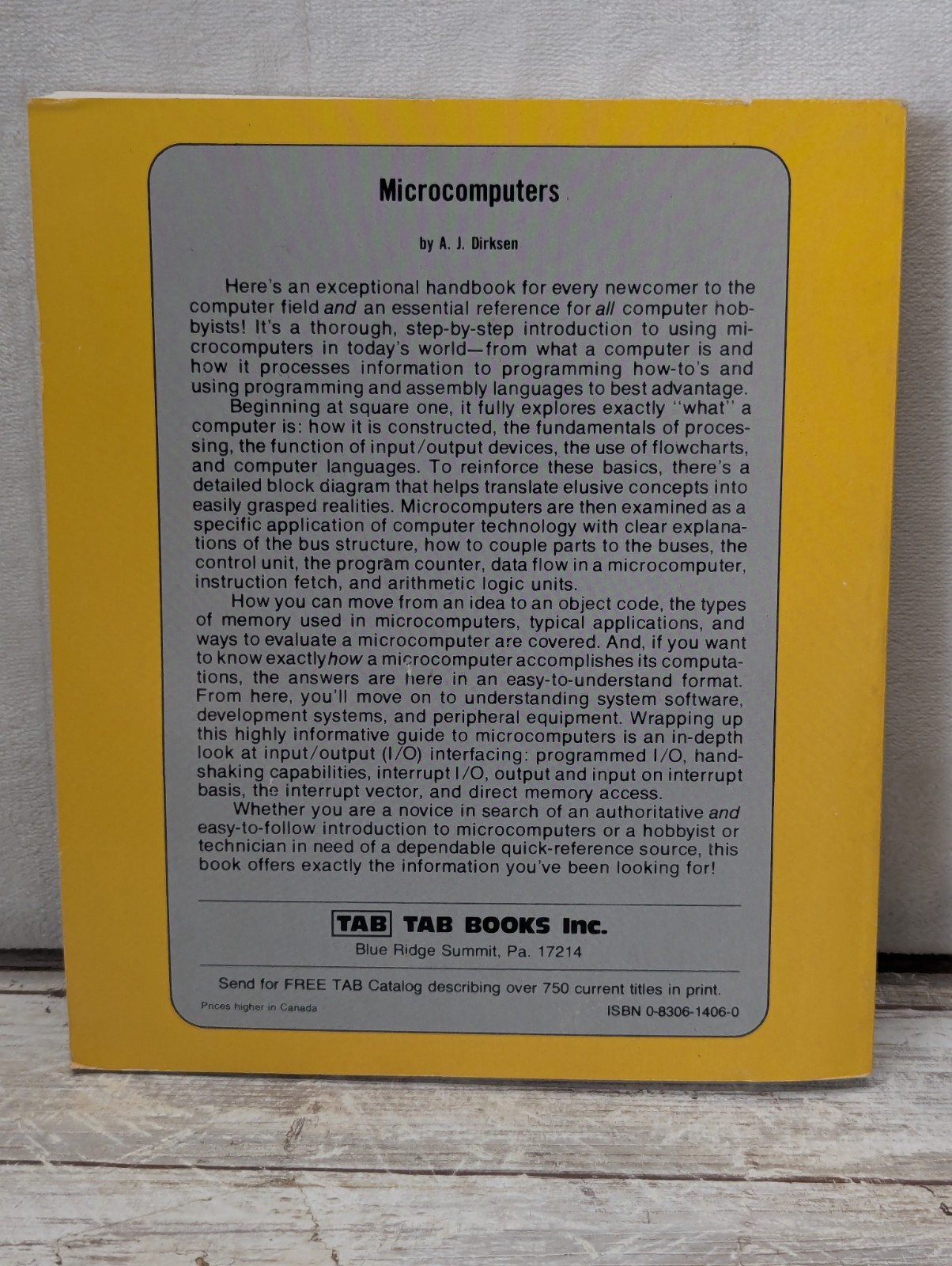 Microcomputers by AJ Dirksen Tab vintage computer book 1st printing Intel