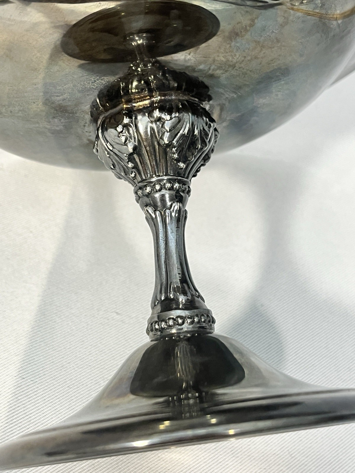 Reed & Barton 141 Red Enamel on Silverplate Footed Compote Dish