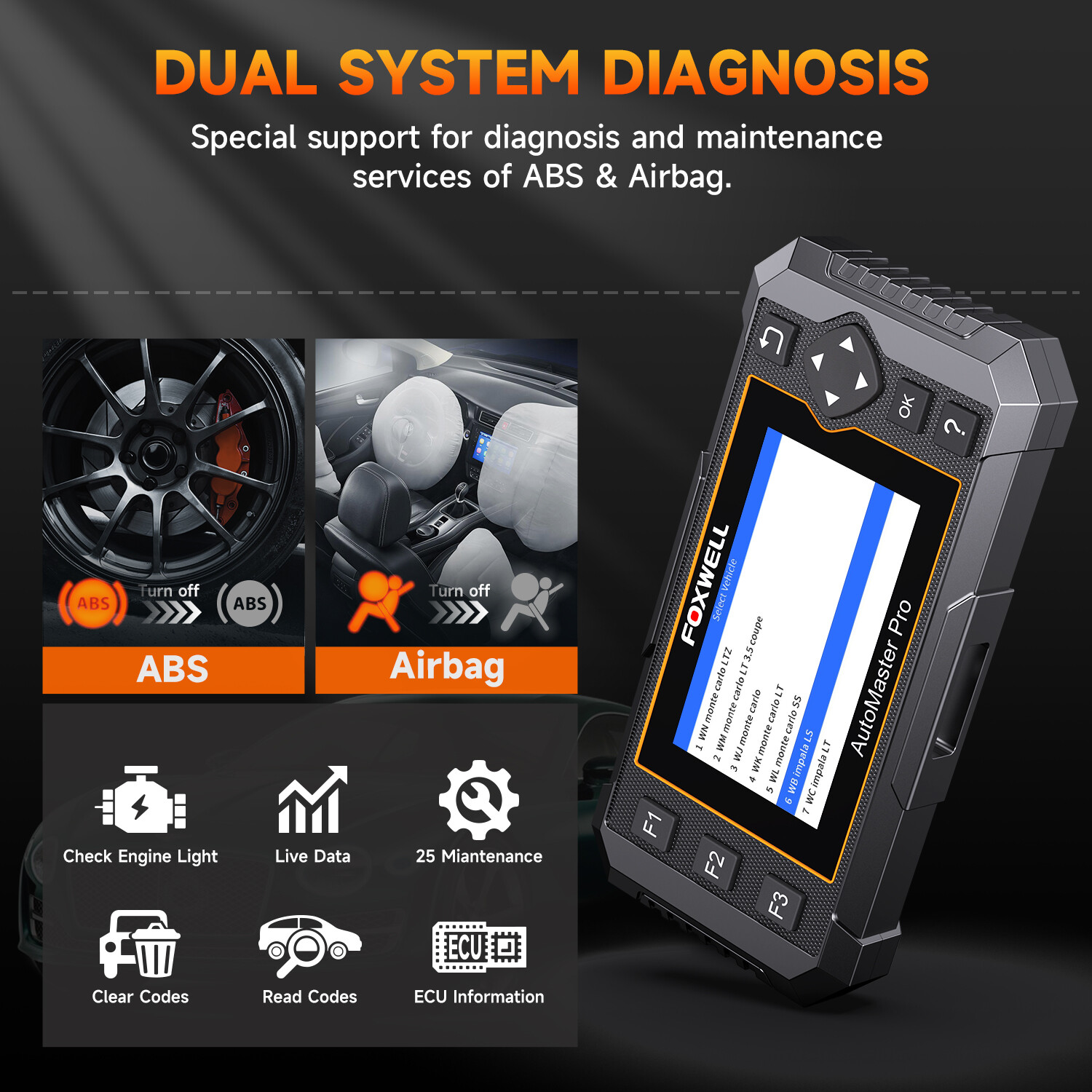 NT650 Pro Bidirectional Car Diagnostic Tool ABS SRS OBD2 Scanner TPMS DPF Reset