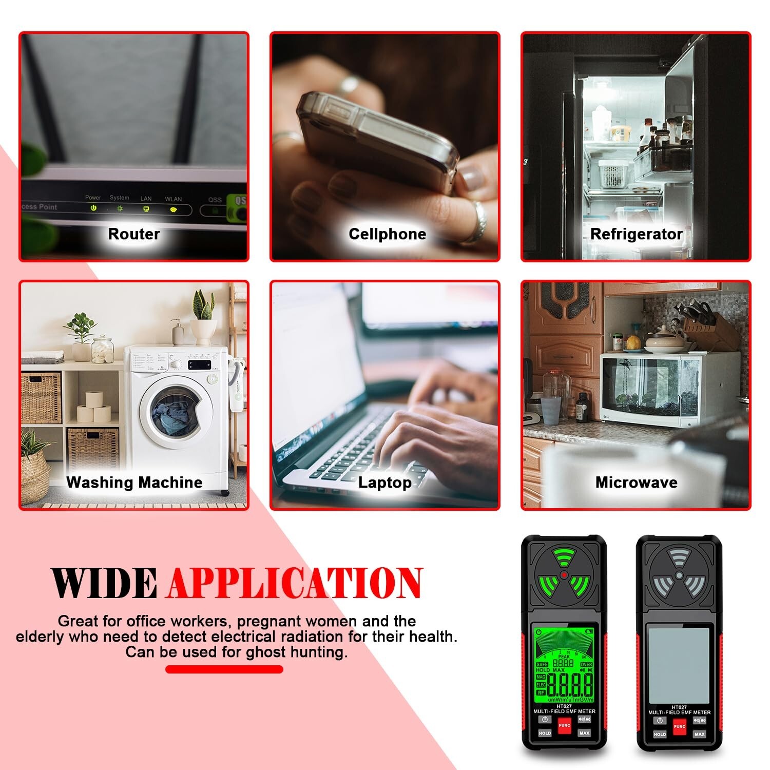 3 in 1 EMF Detector, High Precision EMF Meter, RF EF MF EMF Reader, Home Office