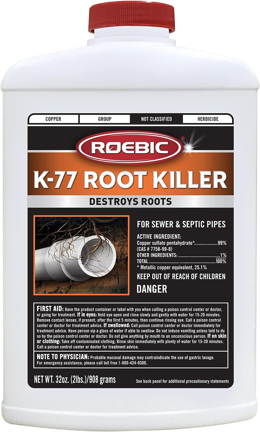 Roebic K-77 Root Killer: Clears Pipes Stops New Growth Works for Sewer 32 Ounce