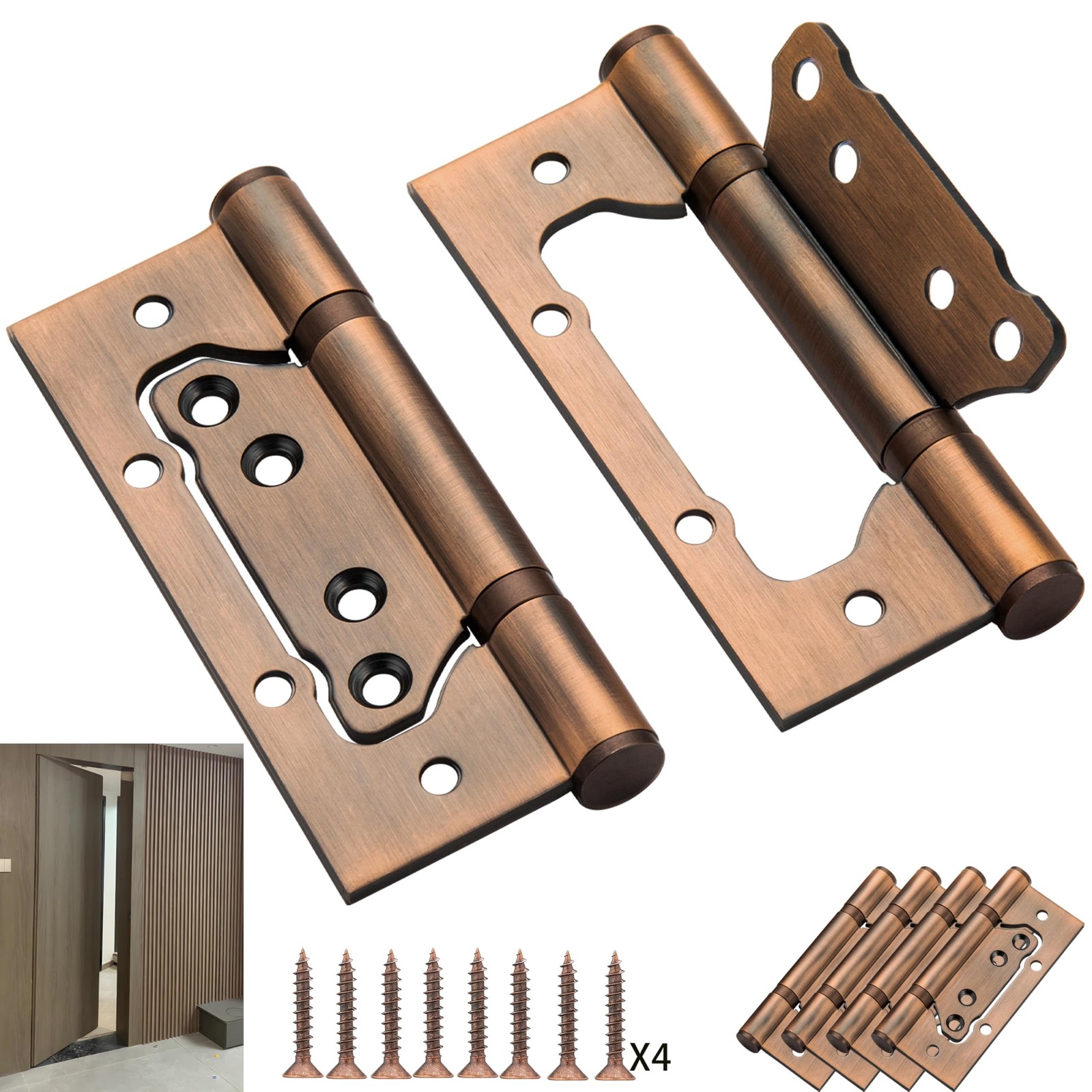 5 Inch No Mortise Door Hinges, Heavy-Duty 304 Stainless Steel Hinges with Bea...