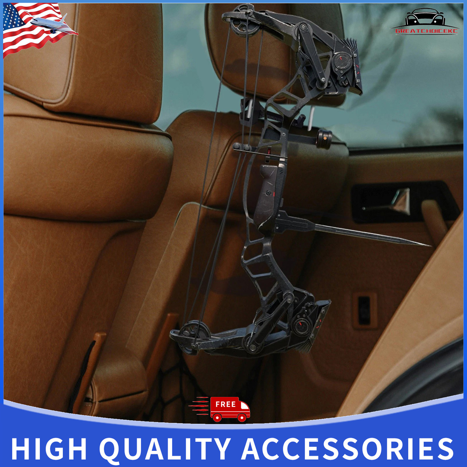 2Pcs Truck Headrest Bow Holder Archery Hunting Bow Hanger Bracket