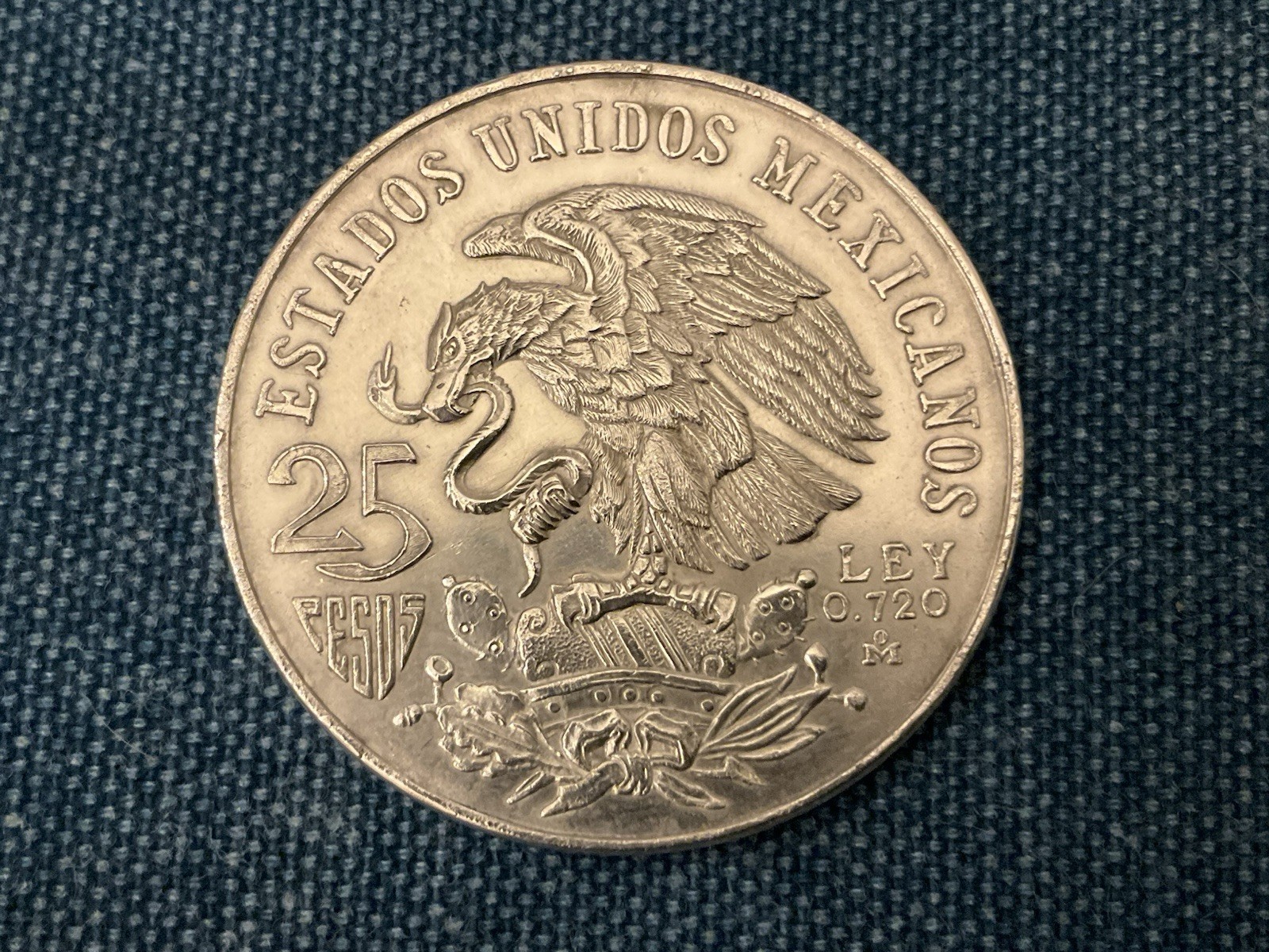 1968 mexico 25 pesos silver olympic coin
