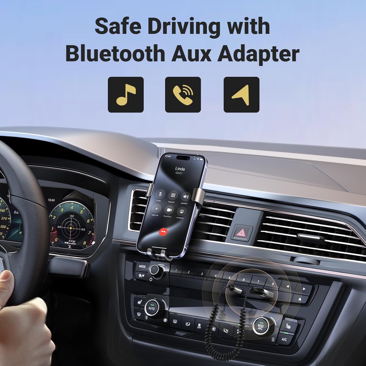Bluetooth 6.0 Adapter with Built-in Microphone for Smooth Hands-Free Calling
