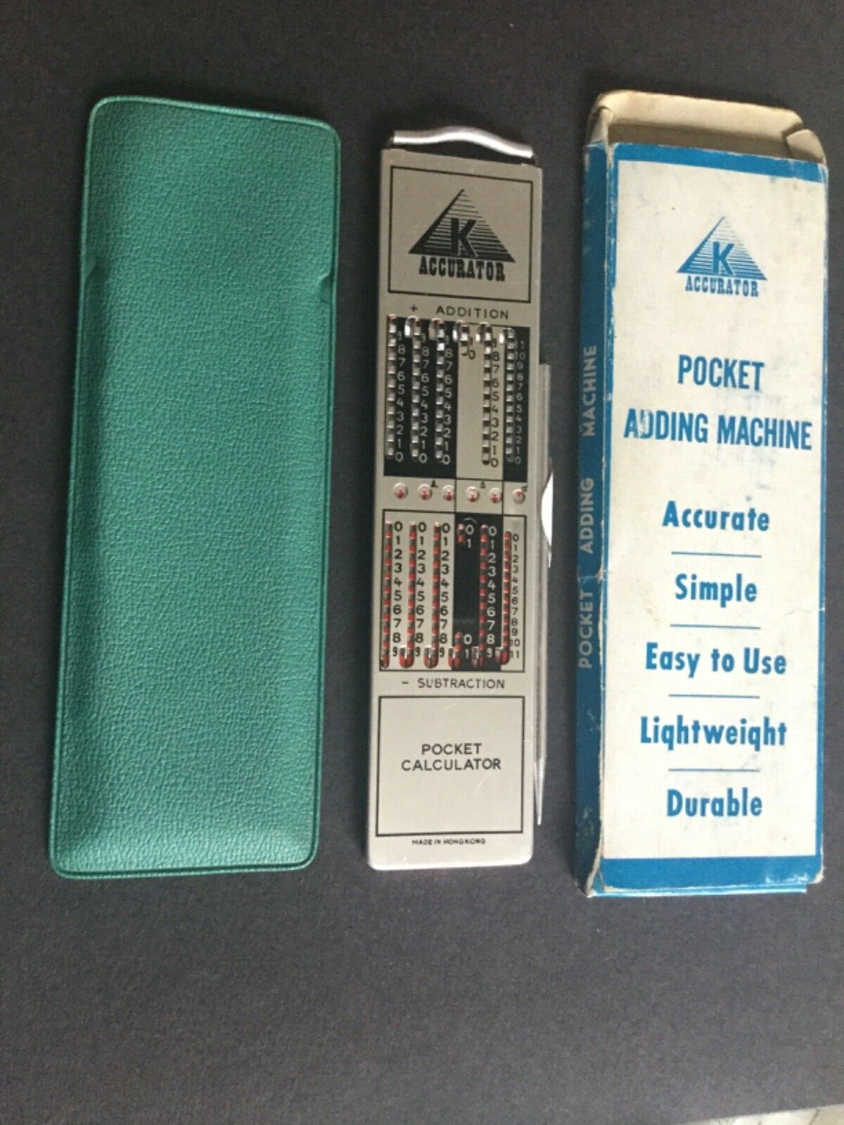 K ACCURATOR. POCKET ADDING MACHINE EXCELLENT CONDITION