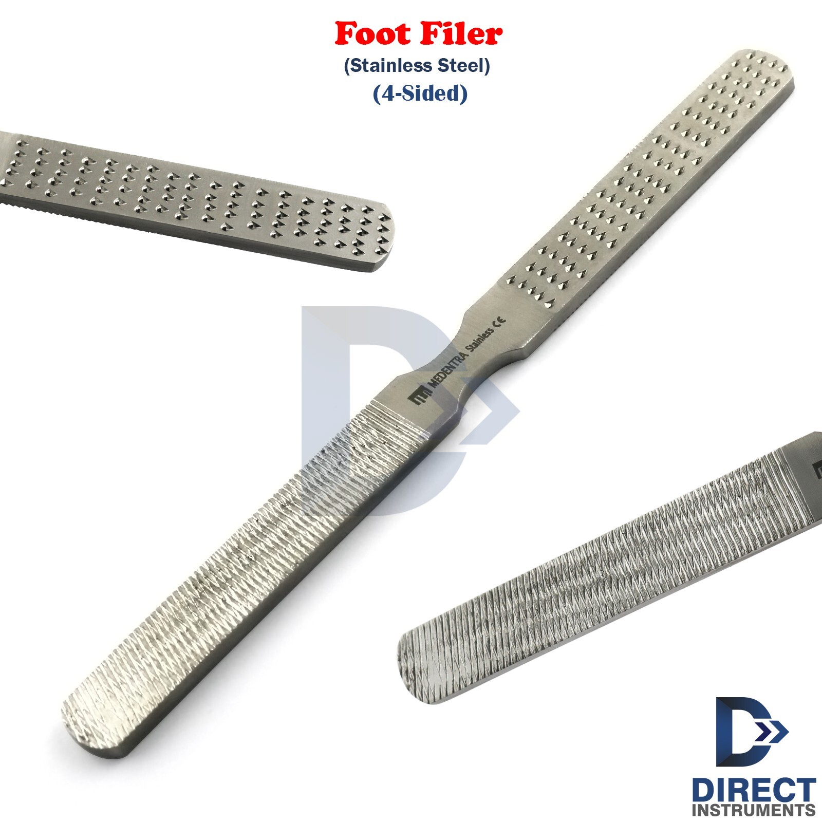 4-Sided Foot Filer Scraper Rasp Callus Remover Hard Dead Skin Scrubber Steel