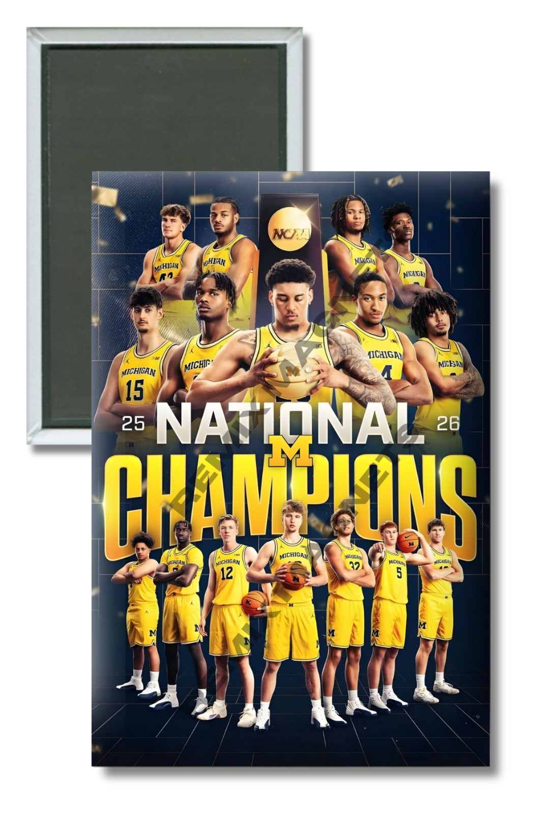 Michigan Wolverines 2026 Men's Basketball NCAA National Champions 2" x 3" Magnet